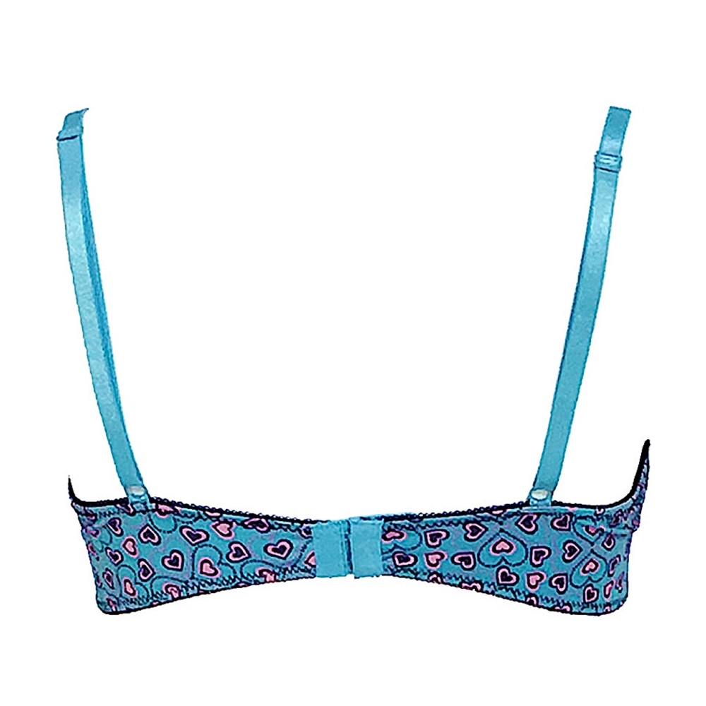 DOLLHOUSE Blue & Pink Heart Plunge Underwire Bra - Picture 2 of 3